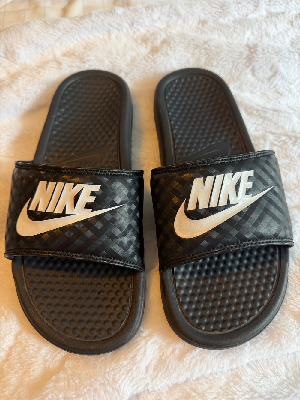 Nike Black Slide Sandals with White Logo